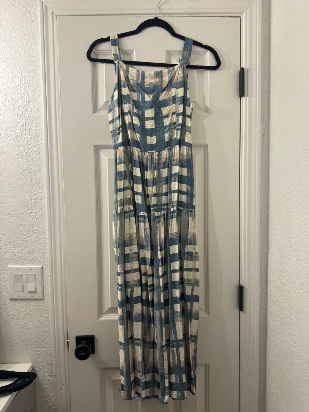 fun 2 fun Blue and Cream Plaid Midi Dress